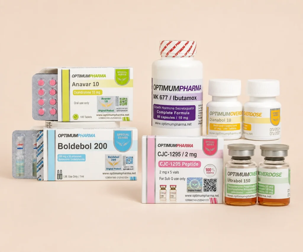 Optimum Pharma product collection with Anavar, Boldebol, CJC-1295, Dianabol, Ibutamox and Ultrabol