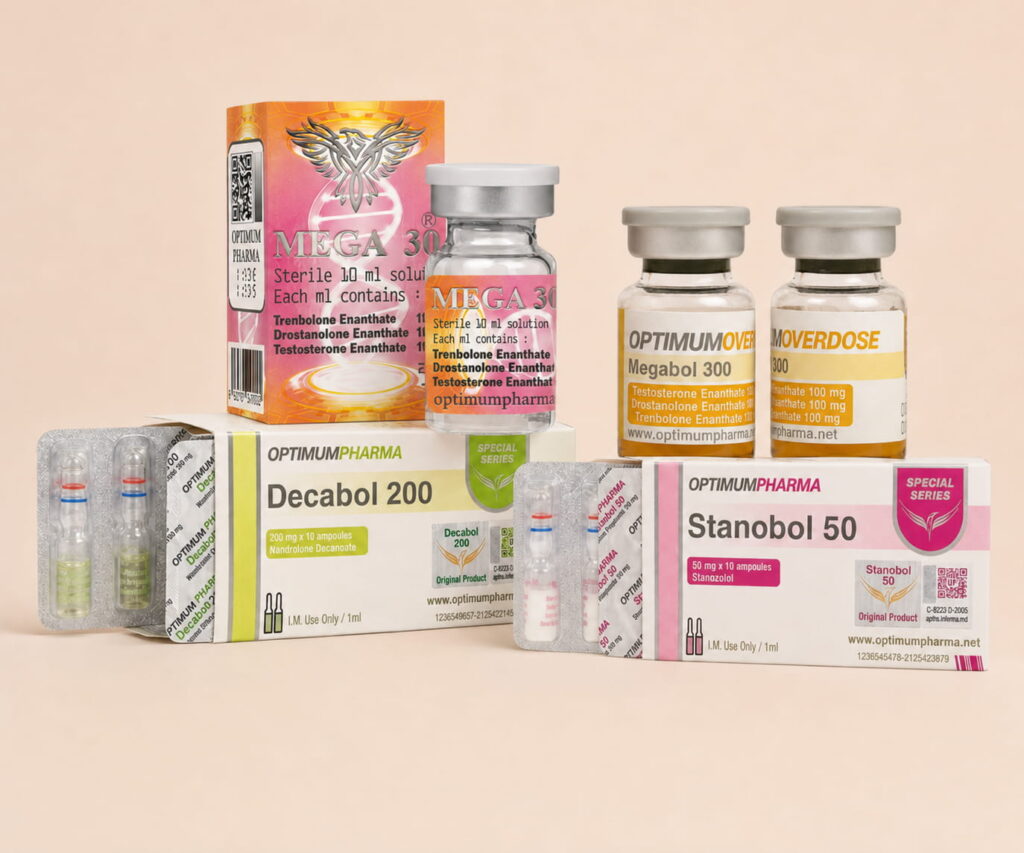 Optimum Pharma injectable products including Decabol 200, Mega 300, Megabol 300 and Stanobol 50