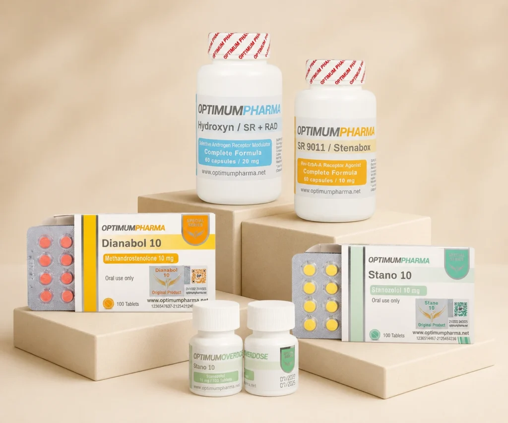 Optimum Pharma tablets and SARMs including Dianabol 10, Stano 10, Hydroxyn SR + RAD and Stenabox SR 9011