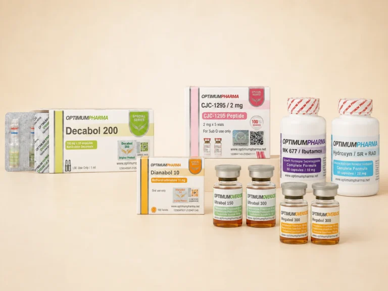 Optimum Pharma product portfolio featuring injectables, tablets, peptides and SARMs