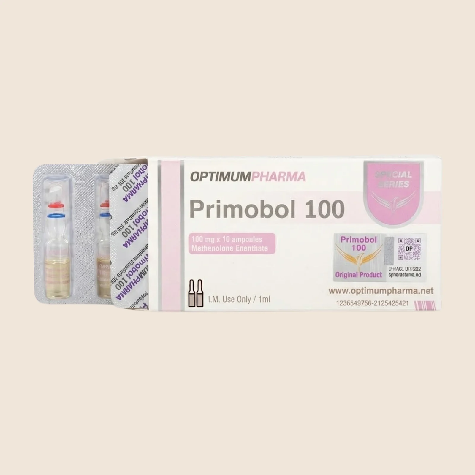 Optimum Pharma Primobol 100 methenolone enanthate ampoules box