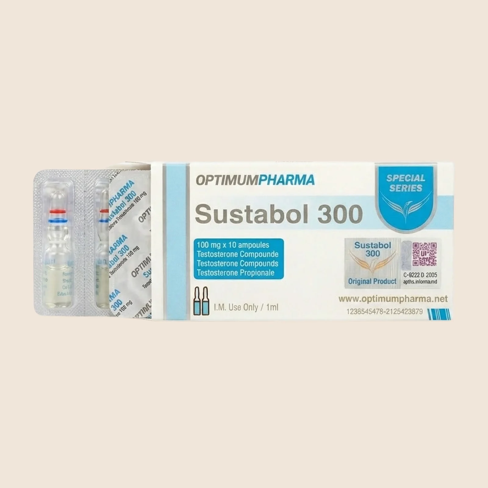 Optimum Pharma Sustabol 300 testosterone blend ampoules box
