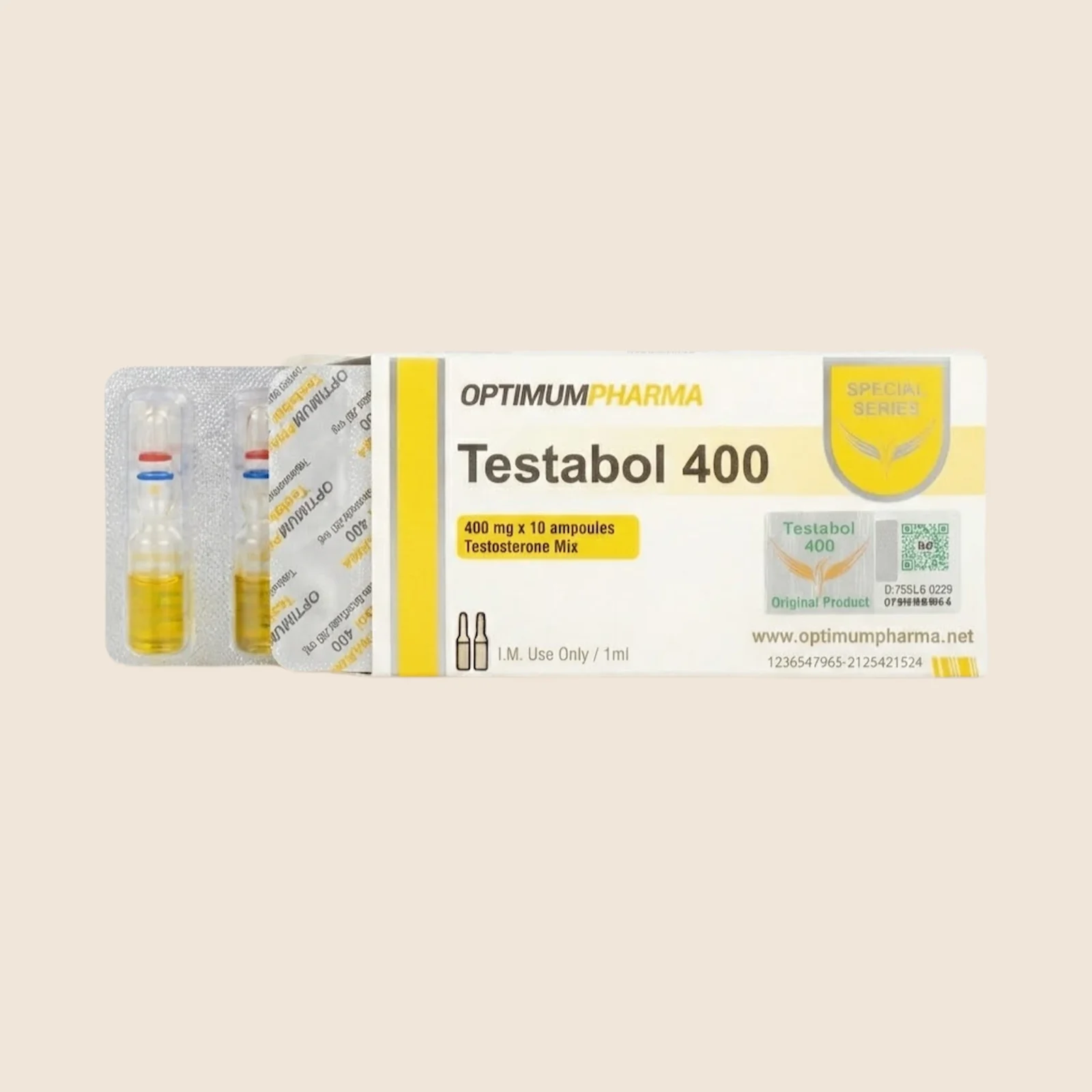 Optimum Pharma Testabol 400 testosterone blend ampoules box